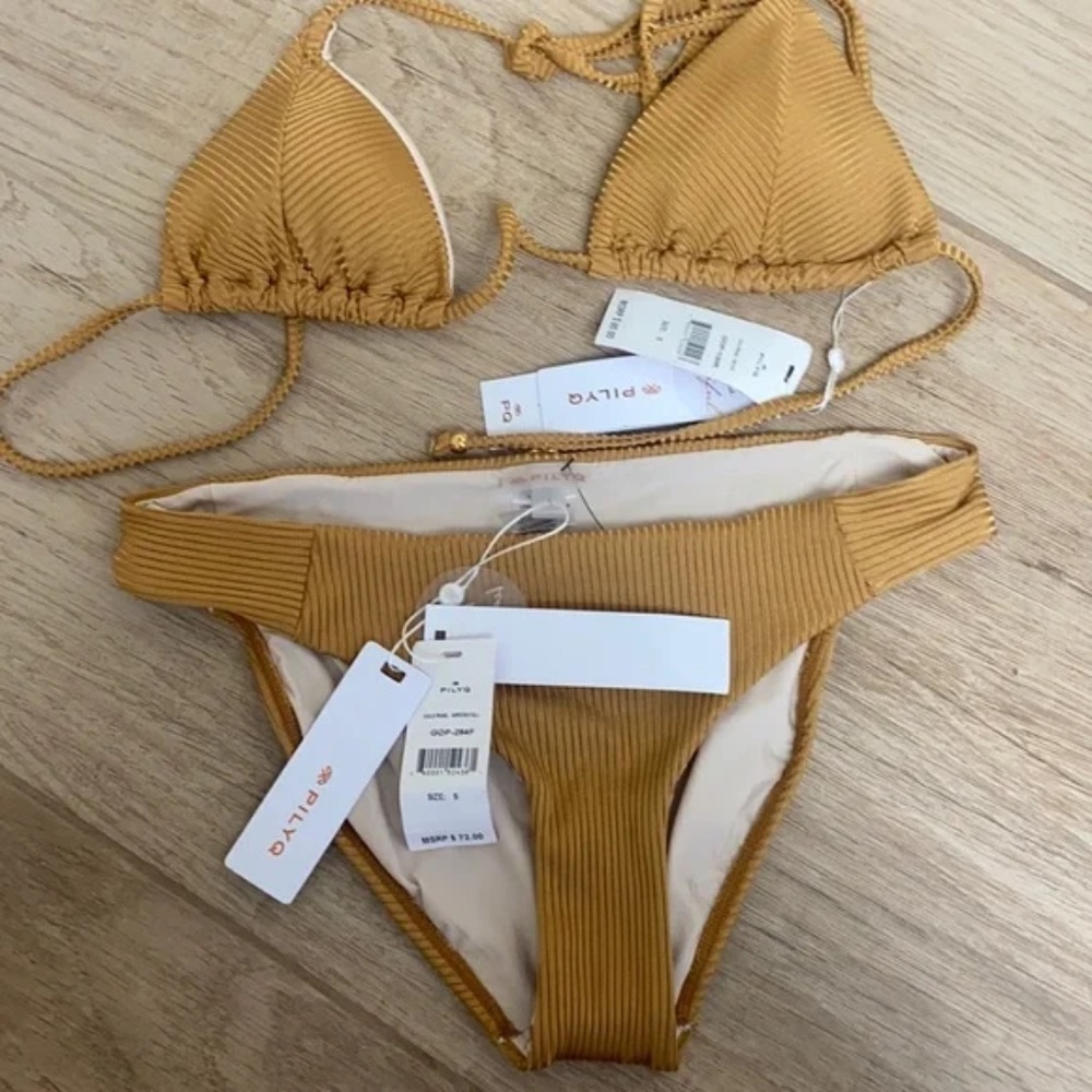 NWT pilyq bikini set - pq gold pearl swimsuit set - pq bikini set